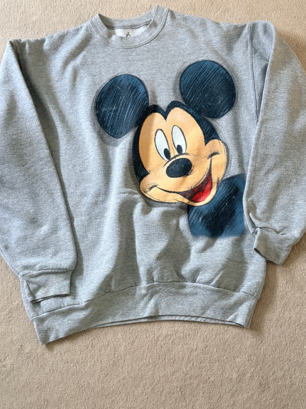 Vintage 90s Oversized Disney Mickey Mouse Grey Sweatshirt (Hanes tag)